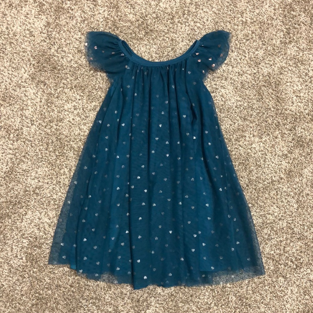Dark Teal Dress with hearts — Size S (6/6x)